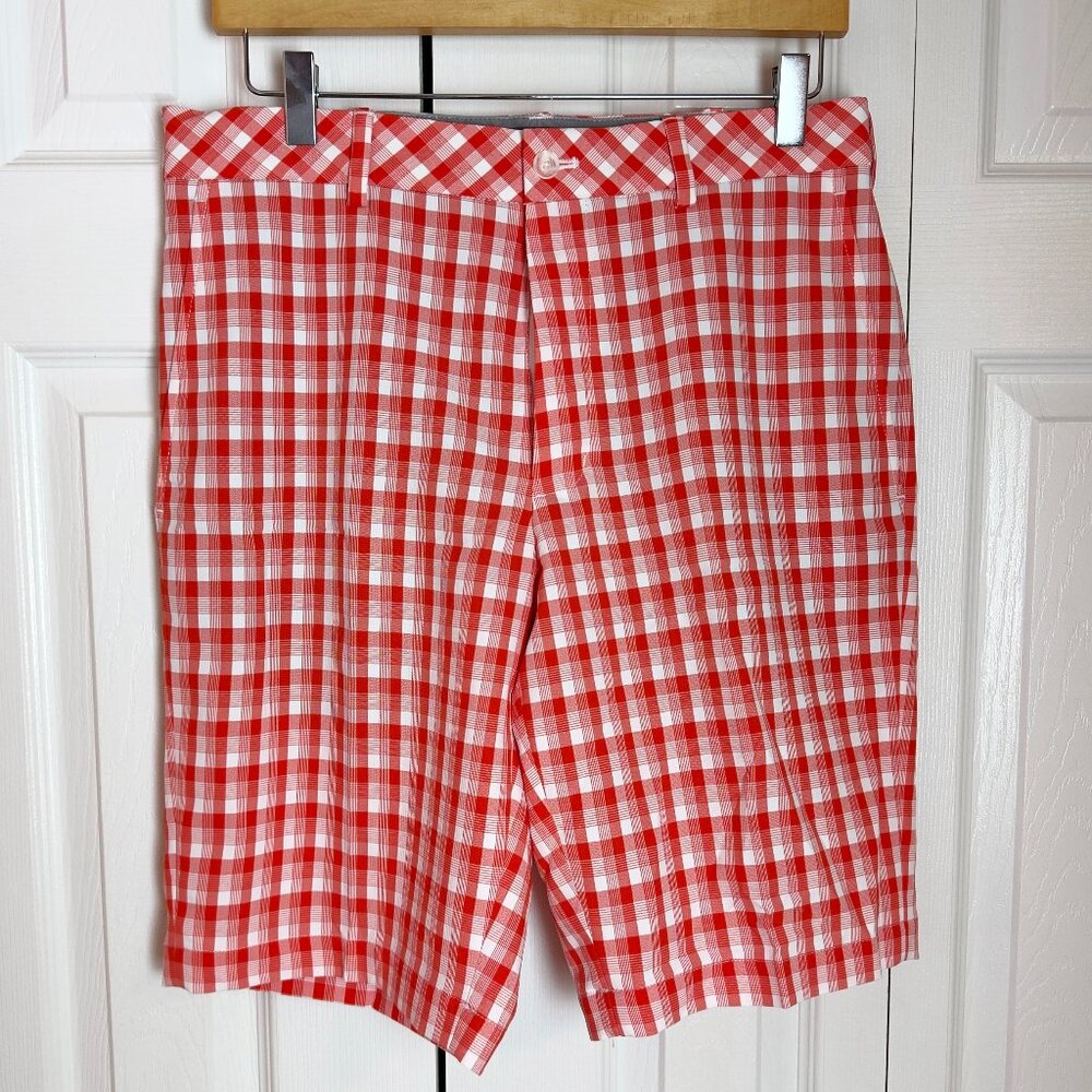 Walter Hagen Men's Performance 11 Golf Shorts Orange Check